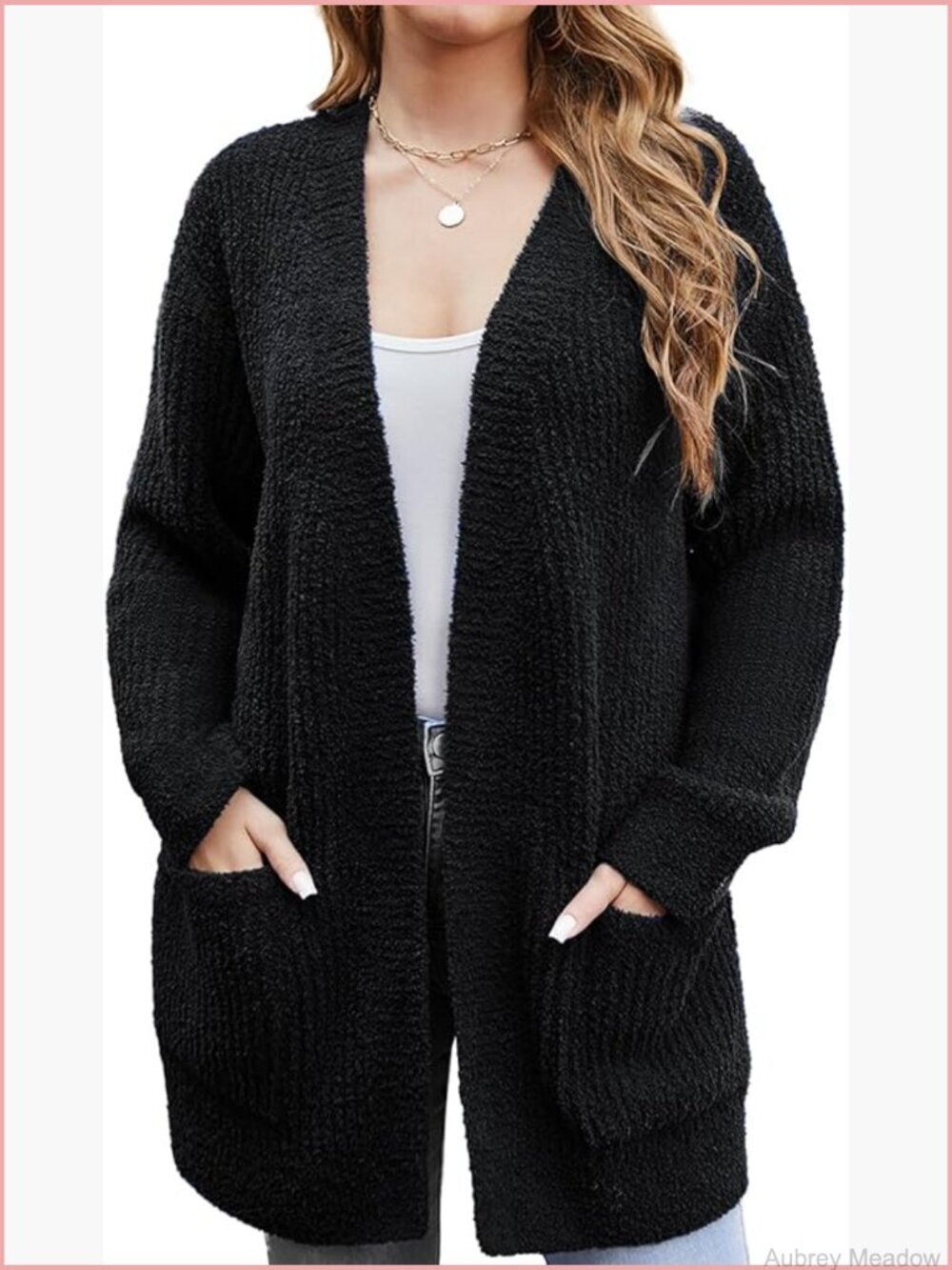 Womens Long Sleeve Open Front Cardigan with Pockets Fall Winter Coat